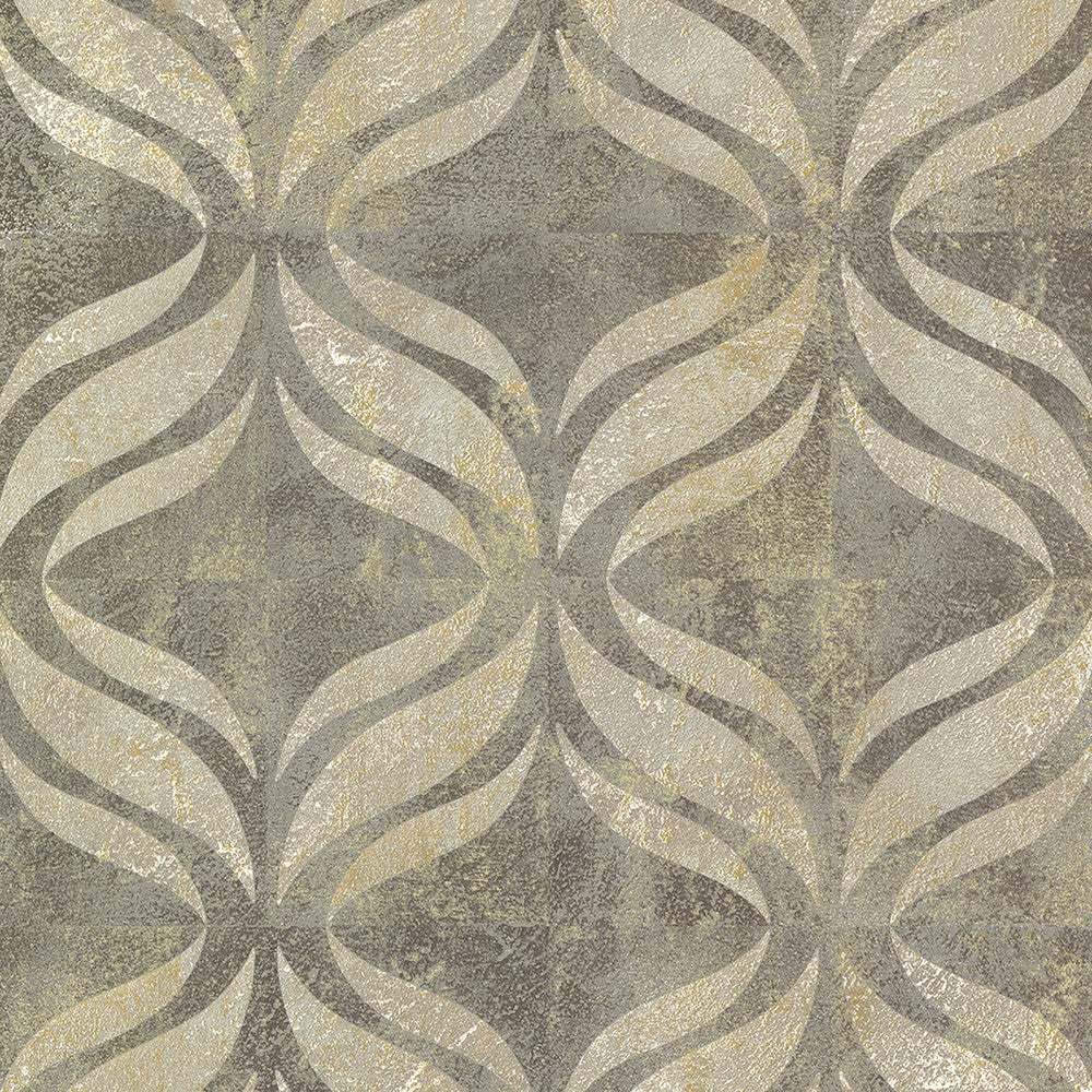 Beallara Taupe Ogee Wallpaper by Brewster Kitchen & Bath Essentials Covers about 56.4 square feet 20.5-in by 33-ft long roll Unpasted 12.6 - Fabric Carolina -