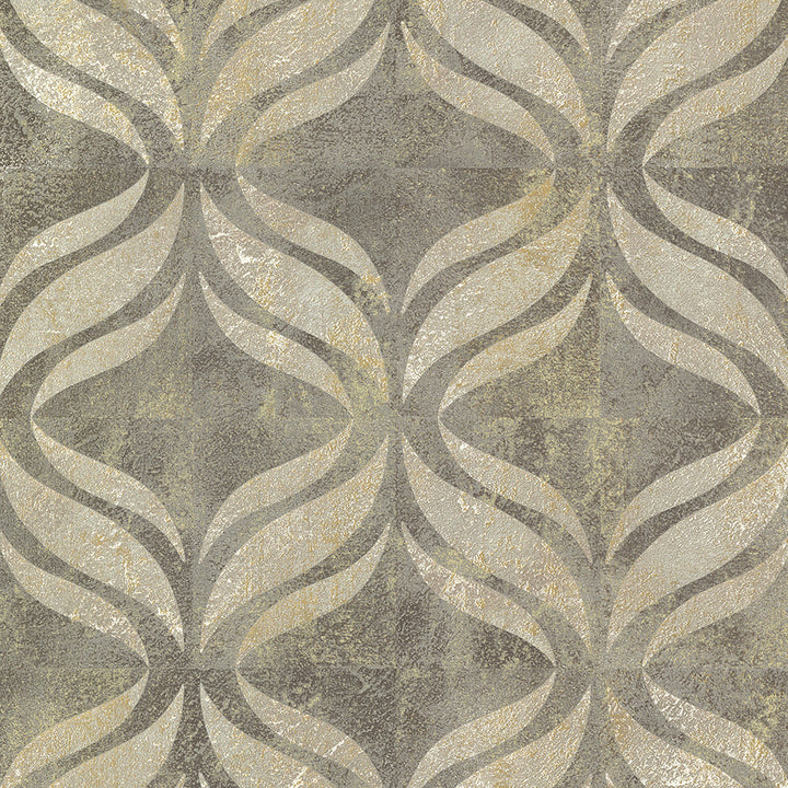 Beallara Taupe Ogee Wallpaper by Brewster Kitchen & Bath Essentials Covers about 56.4 square feet 20.5-in by 33-ft long roll Unpasted 12.6 - Fabric Carolina -