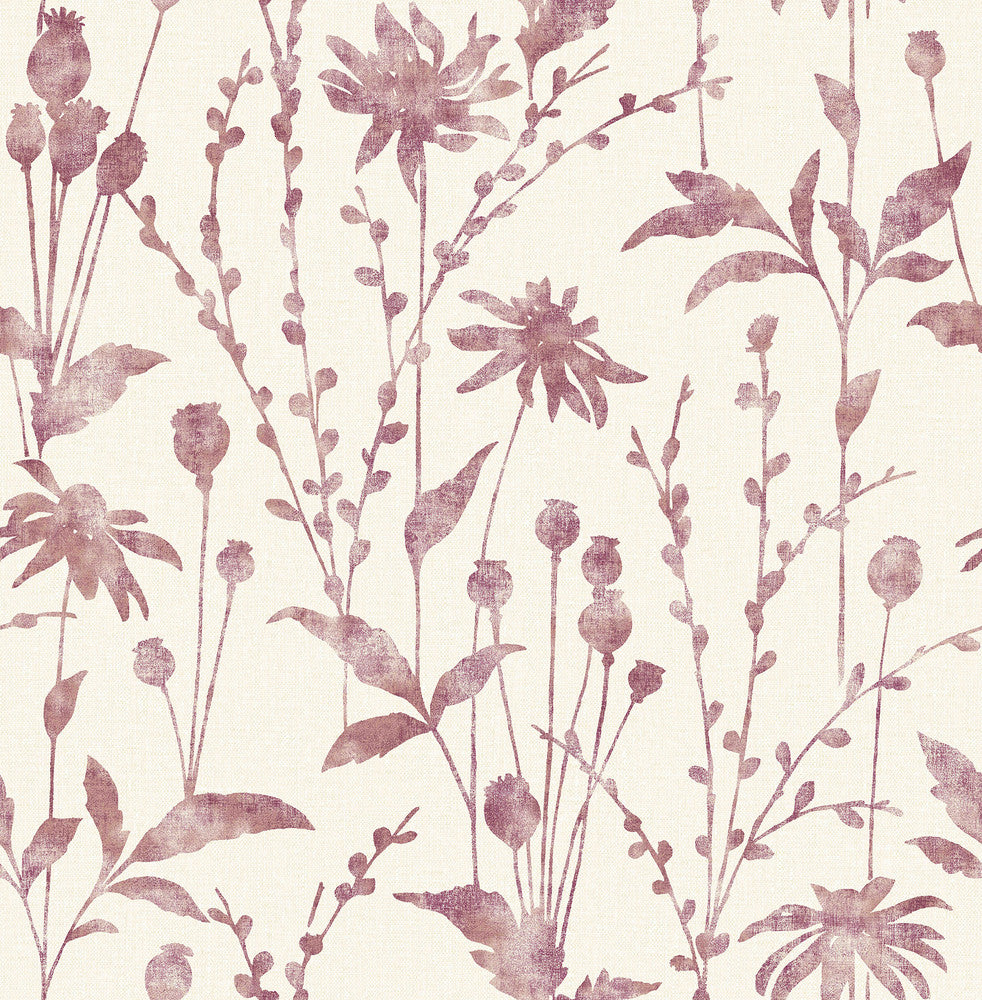 Aerides Magenta Meadow Wallpaper by Brewster Kitchen & Bath Essentials Covers about 56.4 square feet 20.5-in by 33-ft long roll Unpasted 20.9 - Fabric Carolina -