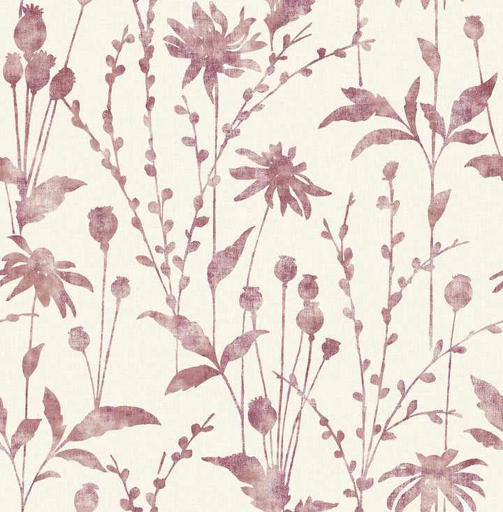 Aerides Magenta Meadow Wallpaper by Brewster Kitchen & Bath Essentials Covers about 56.4 square feet 20.5-in by 33-ft long roll Unpasted 20.9 - Fabric Carolina -