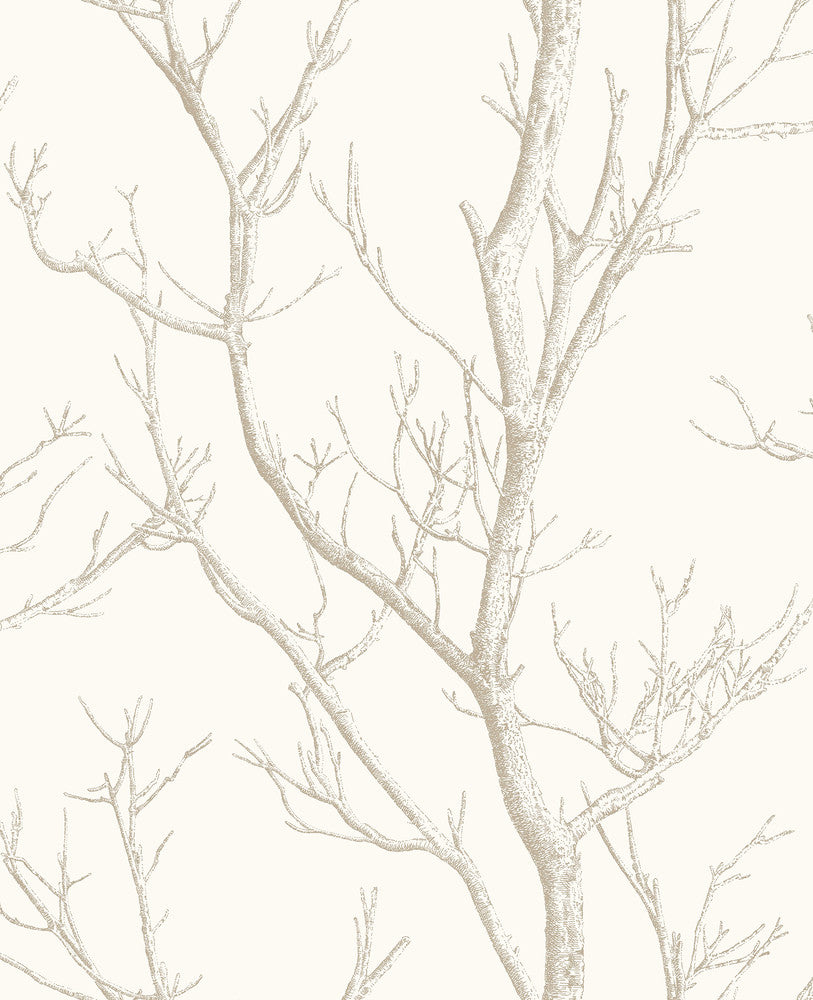 Laelia White Silhouette Tree Wallpaper by Brewster Kitchen & Bath Essentials Covers about 56.4 square feet 20.5-in by 33-ft long roll Unpasted 12.6 - Fabric Carolina -