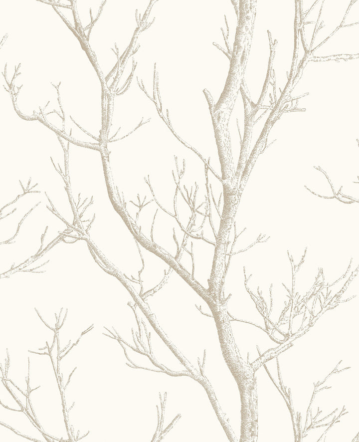 Laelia White Silhouette Tree Wallpaper by Brewster Kitchen & Bath Essentials Covers about 56.4 square feet 20.5-in by 33-ft long roll Unpasted 12.6 - Fabric Carolina -