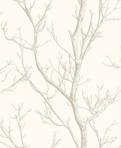 Laelia White Silhouette Tree Wallpaper by Brewster