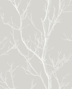 Laelia Light Grey Silhouette Tree Wallpaper by Brewster