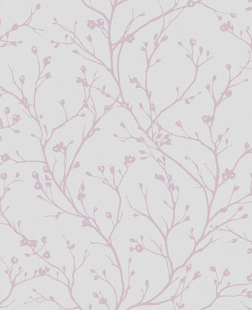 Orchis Lavender Flower Branches Wallpaper by Brewster Kitchen & Bath Essentials Covers about 56.4 square feet 20.5-in by 33-ft long roll Unpasted 12.6 - Fabric Carolina -