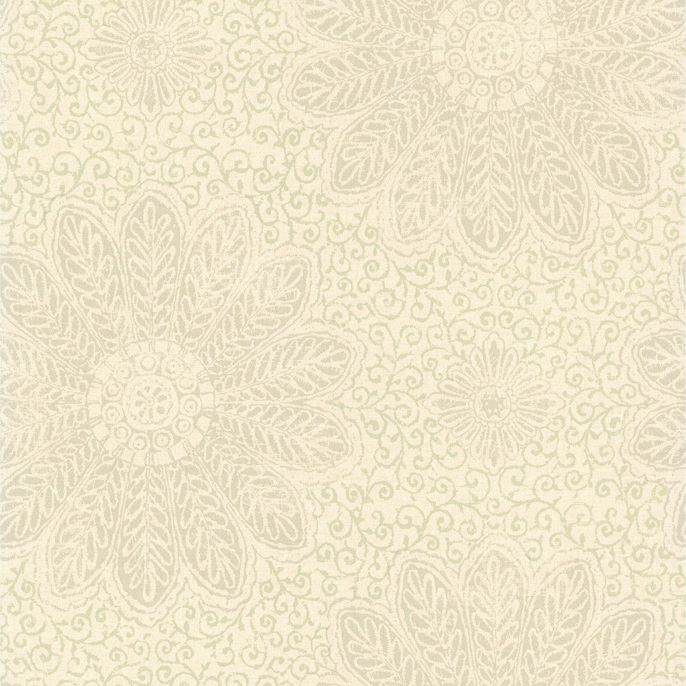 Oxalis Neutral Floral Scroll Wallpaper by Brewster Kitchen & Bath Essentials Covers about 56.4 square feet 20.5-in by 33-ft long roll Unpasted 20.9 - Fabric Carolina -