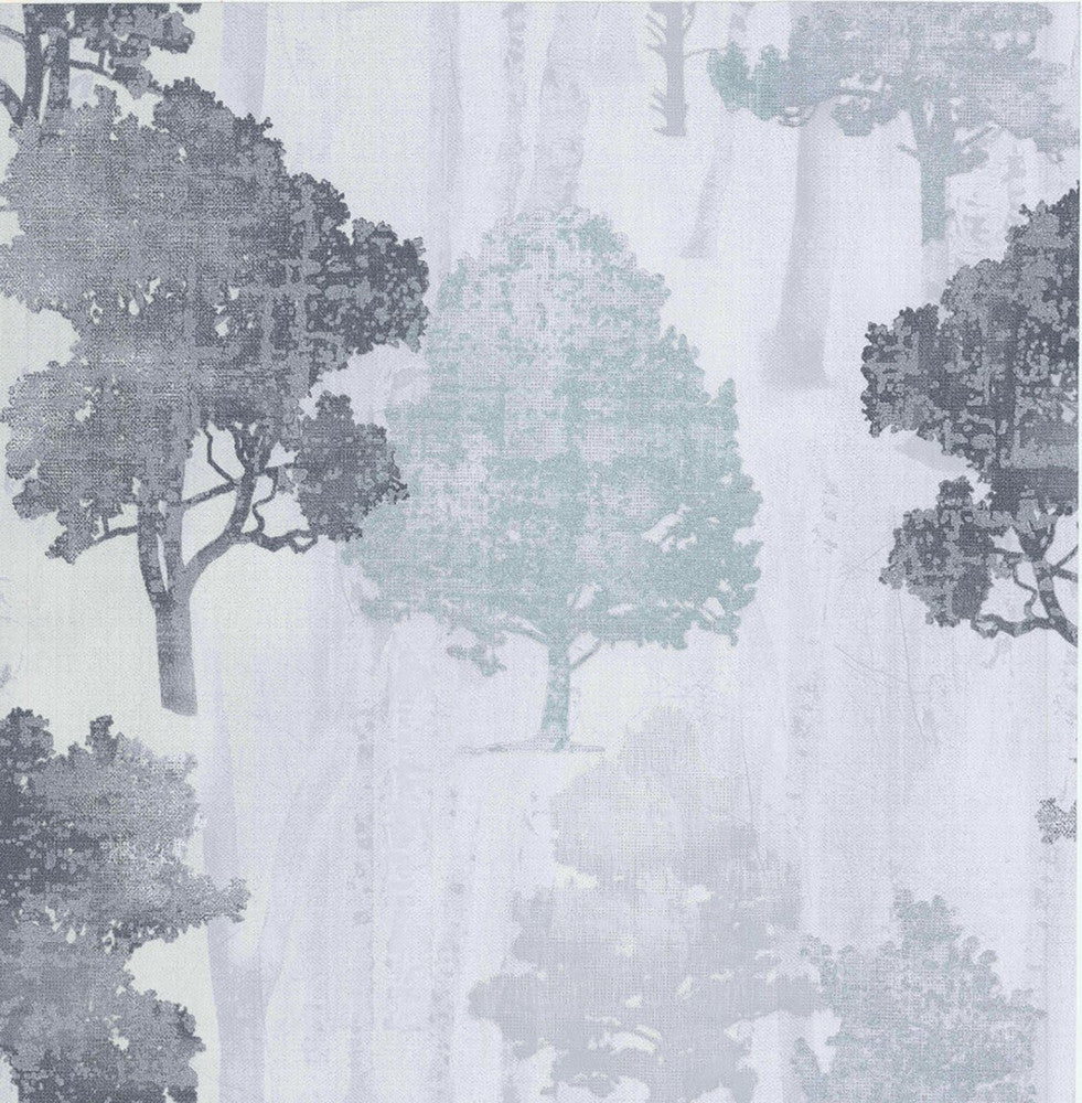 Opuntia Silver Tree Silhouettes Wallpaper by Brewster Kitchen & Bath Essentials Covers about 56.4 square feet 20.5-in by 33-ft long roll Unpasted 10.4 - Fabric Carolina -