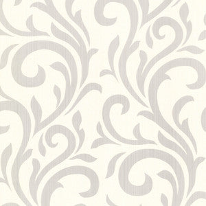 Bletilla Teal Scroll Wallpaper by Brewster