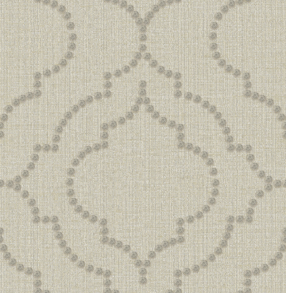 Garett Wheat Quatrefoil Wallpaper by Brewster Techniques & Finishes III Covers about 56.4 square feet 20.5-in by 33-ft long roll Unpasted 21 - Fabric Carolina -