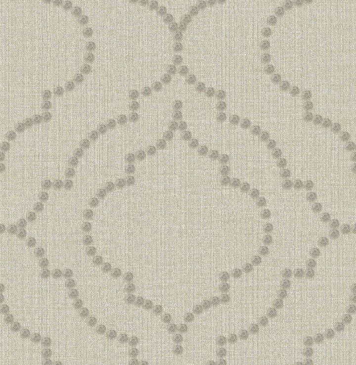 Garett Wheat Quatrefoil Wallpaper by Brewster Techniques & Finishes III Covers about 56.4 square feet 20.5-in by 33-ft long roll Unpasted 21 - Fabric Carolina -