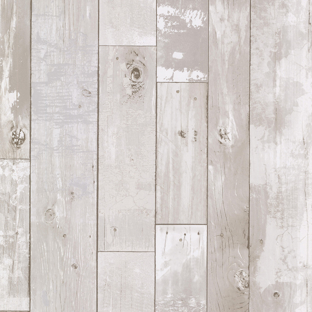 Harbored Light Grey Distressed Wood Panel Wallpaper by Brewster Techniques & Finishes III Covers about 56.4 square feet 20.5-in by 33-ft long roll Unpasted 21 - Fabric Carolina -