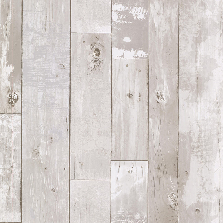 Harbored Light Grey Distressed Wood Panel Wallpaper by Brewster Techniques & Finishes III Covers about 56.4 square feet 20.5-in by 33-ft long roll Unpasted 21 - Fabric Carolina -