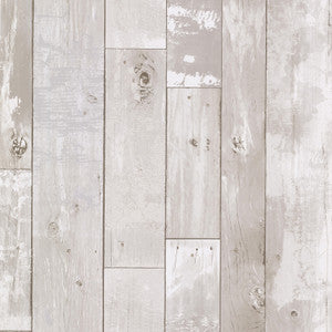Harbored Light Grey Distressed Wood Panel Wallpaper by Brewster