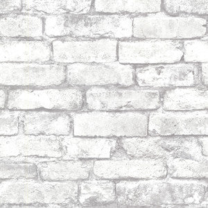 Davis White Brick Wallpaper by Brewster
