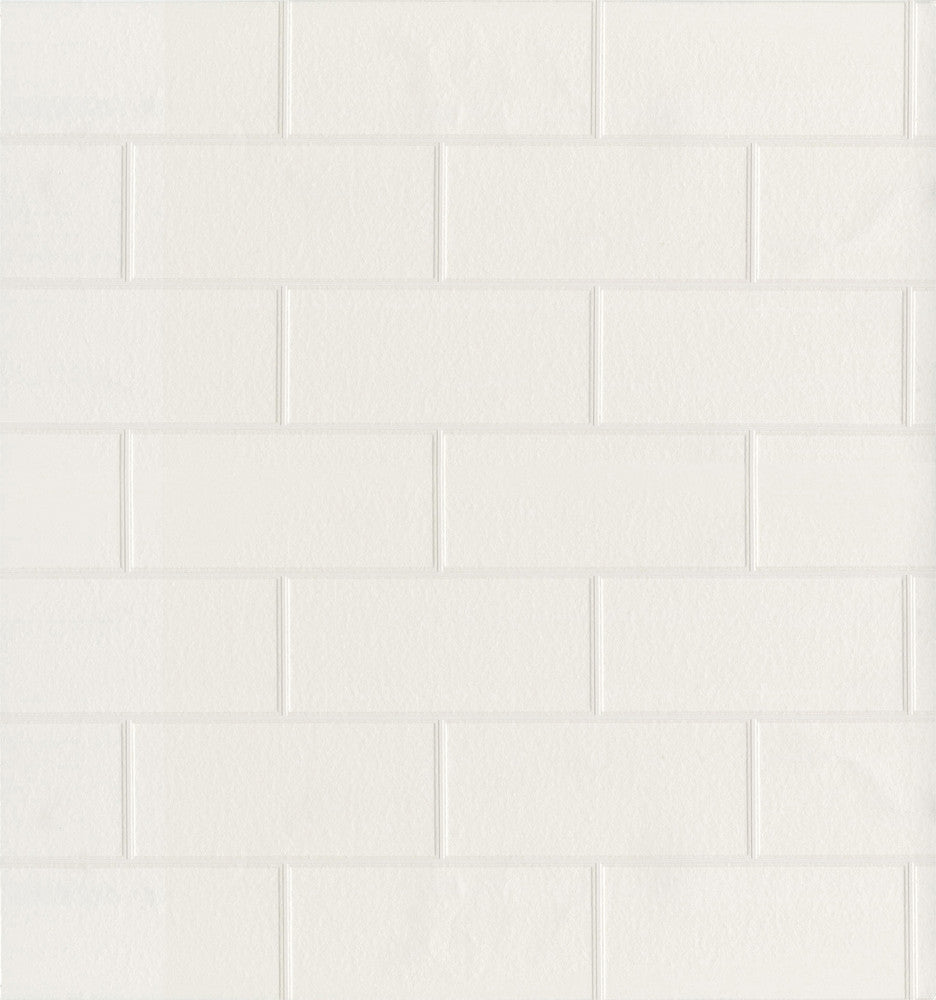 Galley White Subway Tile Wallpaper by Brewster Techniques & Finishes III Covers about 56.4 square feet 20.5-in by 33-ft long roll Prepasted 6.3 - Fabric Carolina -