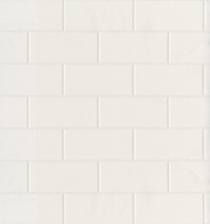 Galley White Subway Tile Wallpaper by Brewster Techniques & Finishes III Covers about 56.4 square feet 20.5-in by 33-ft long roll Prepasted 6.3 - Fabric Carolina -
