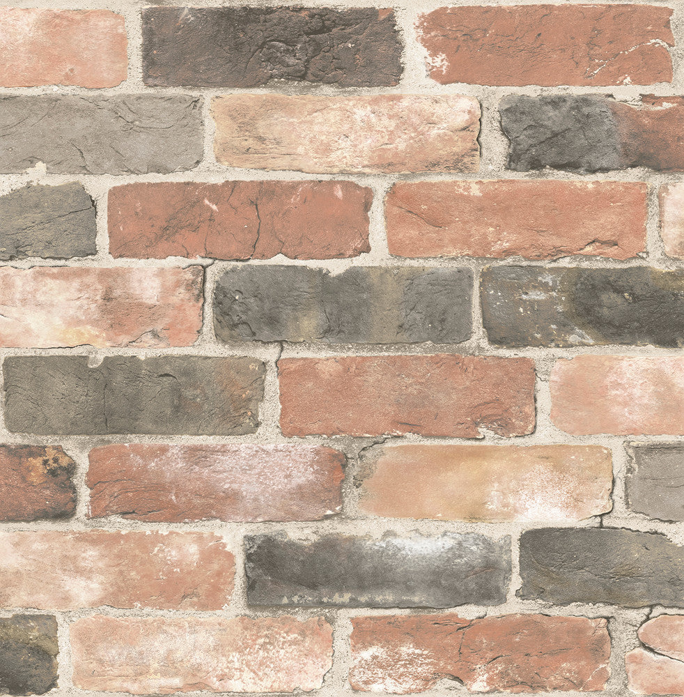 Adams Multicolor Reclaimed Bricks Wallpaper by Brewster Techniques & Finishes III Covers about 56.4 square feet 20.5-in by 33-ft long roll Unpasted 10.5 - Fabric Carolina -