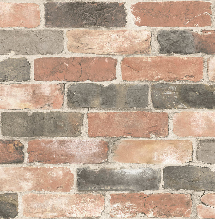 Adams Multicolor Reclaimed Bricks Wallpaper by Brewster Techniques & Finishes III Covers about 56.4 square feet 20.5-in by 33-ft long roll Unpasted 10.5 - Fabric Carolina -