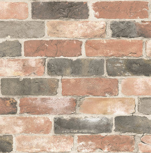 Adams Multicolor Reclaimed Bricks Wallpaper by Brewster
