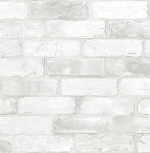 Adams White Reclaimed Bricks Wallpaper by Brewster