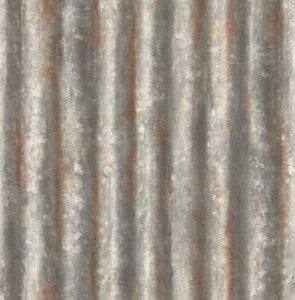 Alloy Silver Corrugated Metal Wallpaper by Brewster