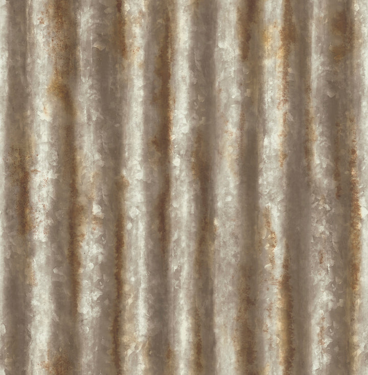 Alloy Brass Corrugated Metal Wallpaper by Brewster Techniques & Finishes III Covers about 56.4 square feet 20.5-in by 33-ft long roll Unpasted 20.5 - Fabric Carolina -