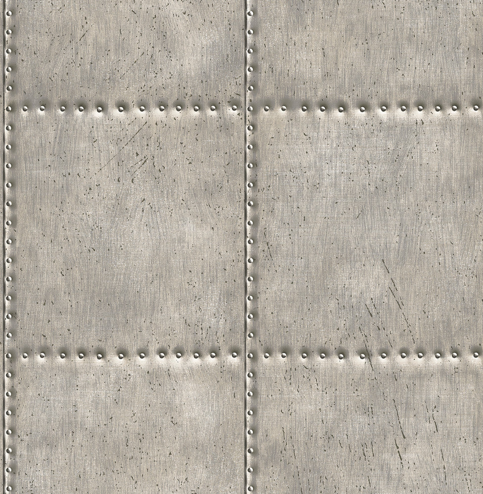 Indium Silver Sheet Metal Wallpaper by Brewster Techniques & Finishes III Covers about 56.4 square feet 20.5-in by 33-ft long roll Unpasted 20.5 - Fabric Carolina -