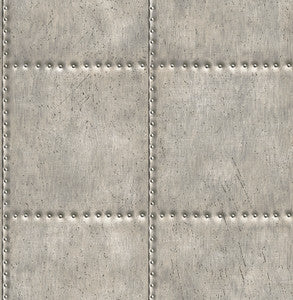 Indium Silver Sheet Metal Wallpaper by Brewster