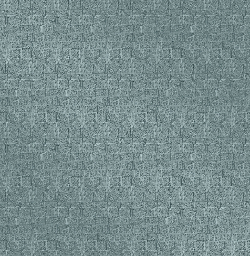 Basilic Blue Mosaic Wallpaper by Brewster Techniques & Finishes III Covers about 56.4 square feet 20.5-in by 33-ft long roll Unpasted 20.8 - Fabric Carolina -