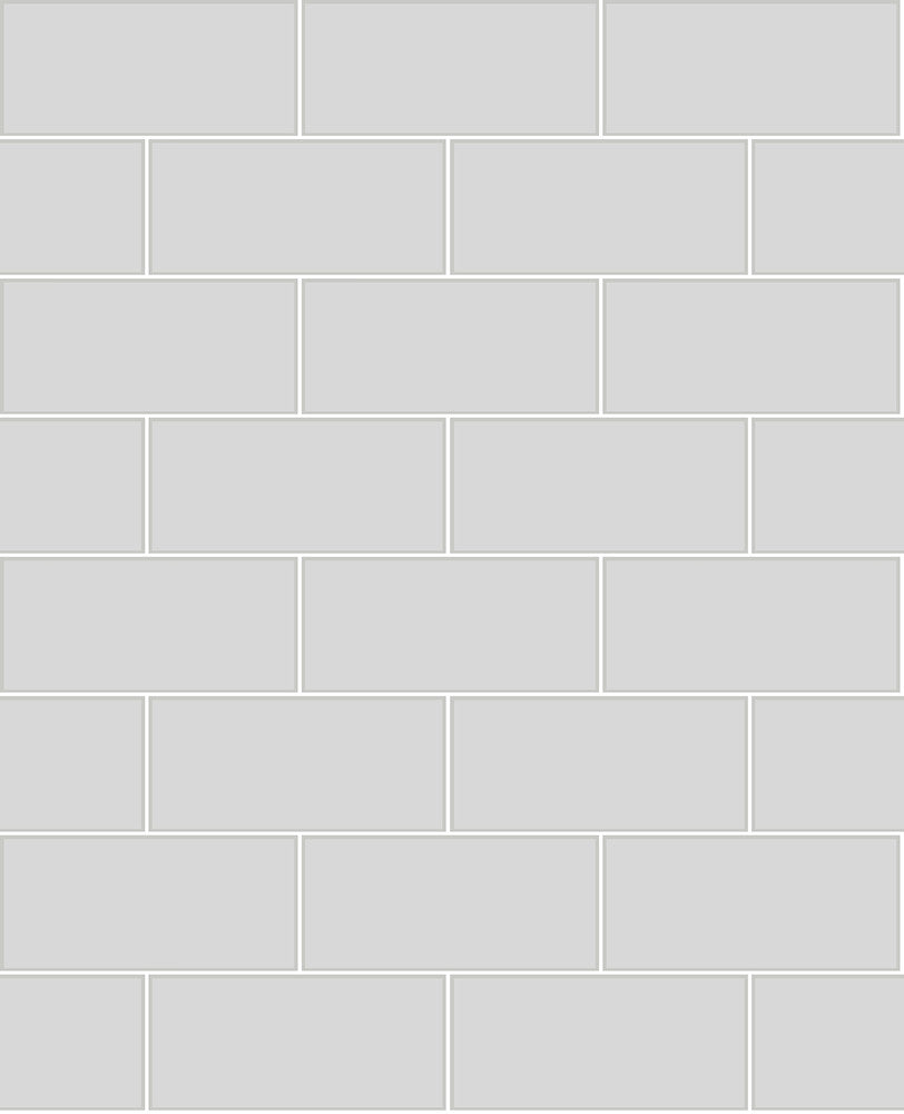 Galley Light Grey Subway Tile Wallpaper by Brewster Techniques & Finishes III Covers about 56.4 square feet 20.5-in by 33-ft long roll Unpasted 6.3 - Fabric Carolina -