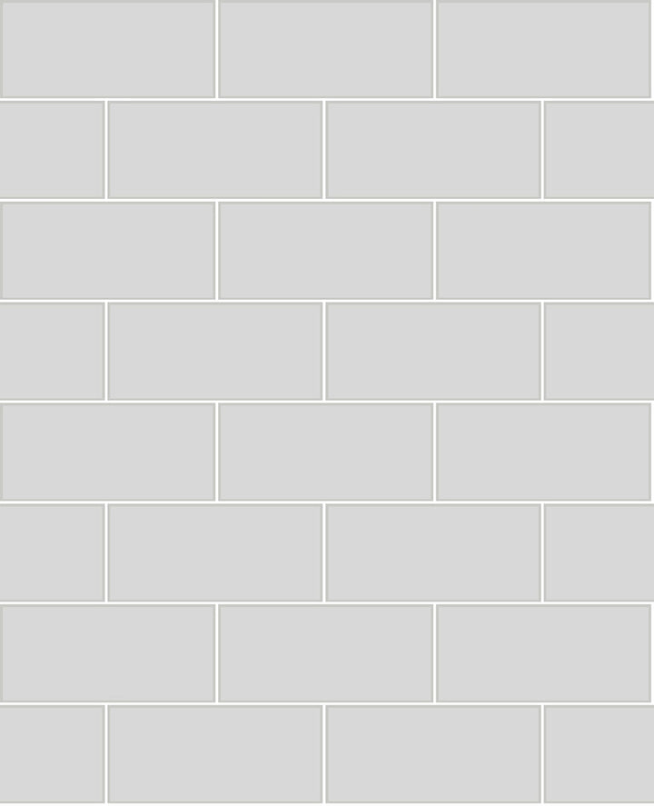 Galley Light Grey Subway Tile Wallpaper by Brewster Techniques & Finishes III Covers about 56.4 square feet 20.5-in by 33-ft long roll Unpasted 6.3 - Fabric Carolina -