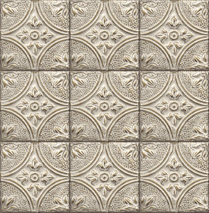 Brasserie White Tin Ceiling Tile Wallpaper by Brewster