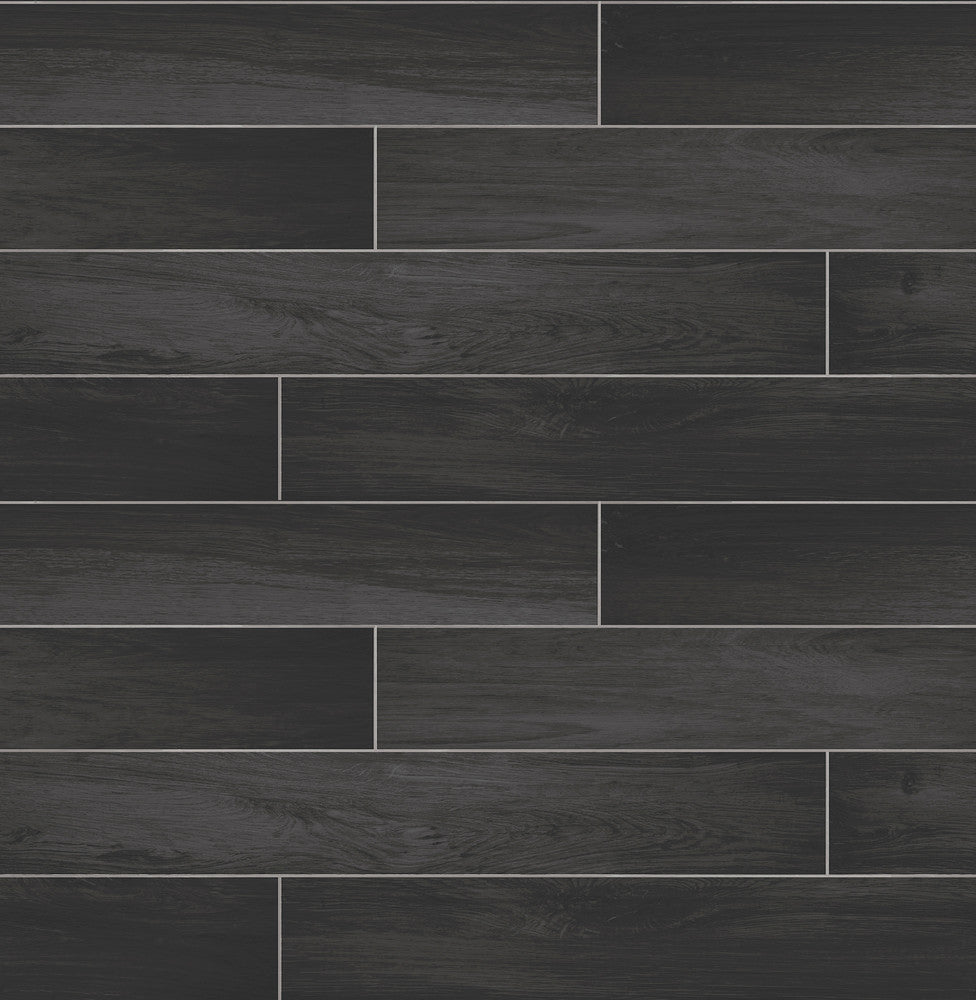 Nika Black Sleek Wood Wallpaper by Brewster Techniques & Finishes III Covers about 56.4 square feet 20.5-in by 33-ft long roll Unpasted 20.8 - Fabric Carolina -