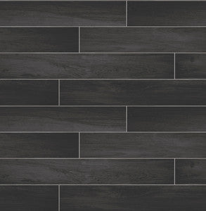 Nika Black Sleek Wood Wallpaper by Brewster