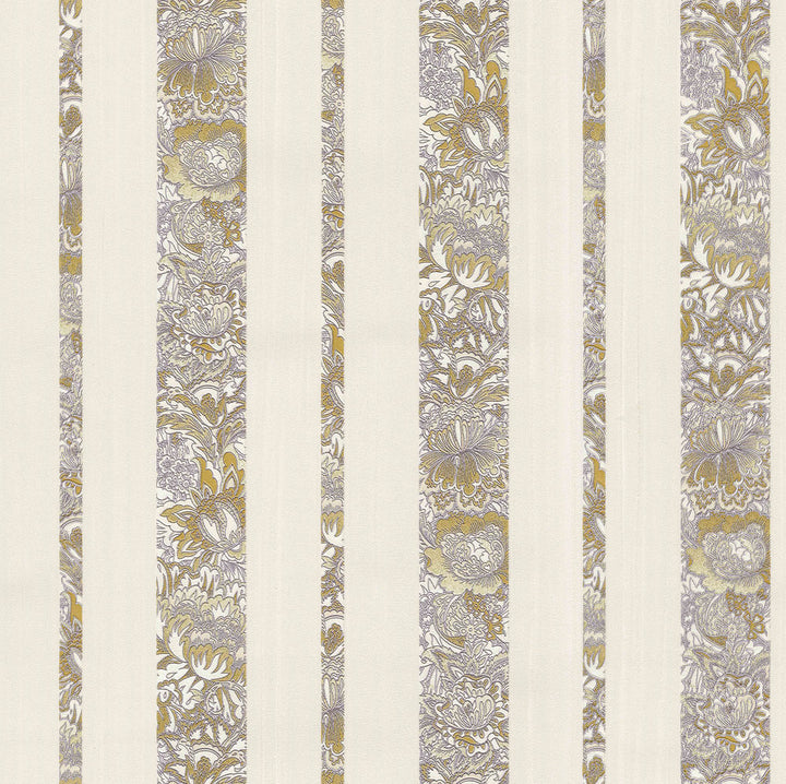 Certosa Lavender Floral Stripe Wallpaper by Brewster Bellissimo VI Covers about 56.4 square feet 20.5-in by 33-ft long roll Unpasted 0 - Fabric Carolina -