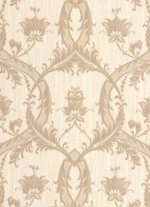 Vignole Beige Damask Wallpaper by Brewster