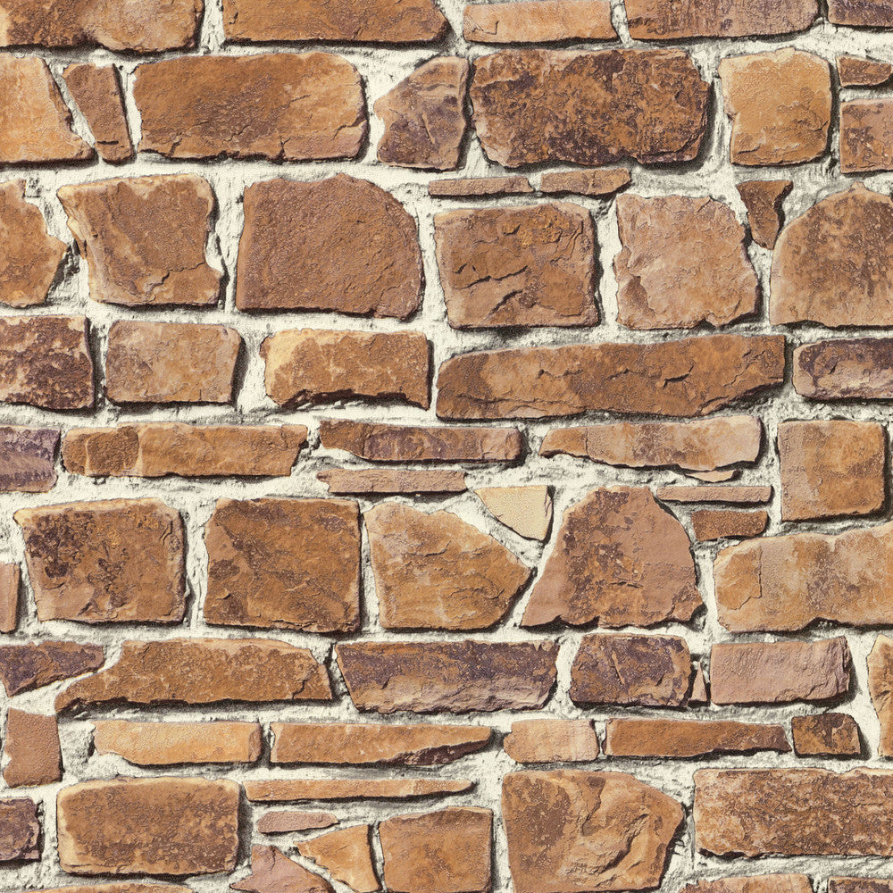 Tushar Orange Stacked Slate Wallpaper by Advantage Stones & Woods Covers about 56.4 square feet 20.5-in by 33-ft long roll Unpasted 10.4 - Fabric Carolina -