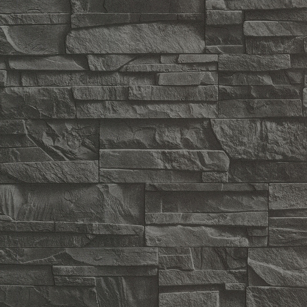 Collegiate Charcoal Stacked Slate Wallpaper by Advantage Stones & Woods Covers about 56.4 square feet 20.5-in by 33-ft long roll Unpasted 10.4 - Fabric Carolina -