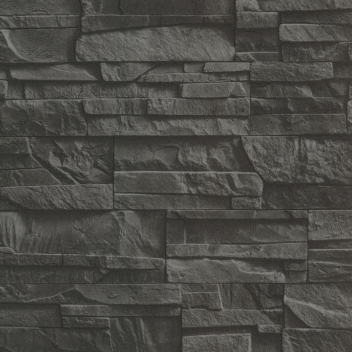 Collegiate Charcoal Stacked Slate Wallpaper by Advantage Stones & Woods Covers about 56.4 square feet 20.5-in by 33-ft long roll Unpasted 10.4 - Fabric Carolina -