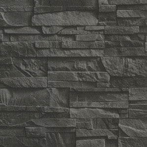 Collegiate Charcoal Stacked Slate Wallpaper by Advantage