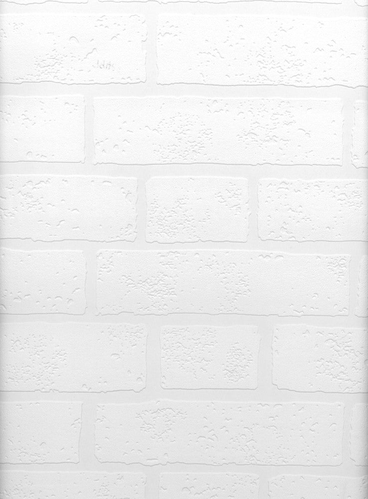 Bridgers White Paintable Brick Wallpaper by Brewster Paintable Solutions V Covers about 56.4 square feet 20.5-in by 33-ft long roll Prepasted 25 - Fabric Carolina -