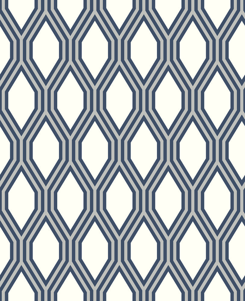 Honeycomb Navy Navy Geometric Wallpaper by A-Street Prints Habitat Covers about 56.4 square feet 20.5-in by 33-ft long roll Unpasted 8.4 - Fabric Carolina -