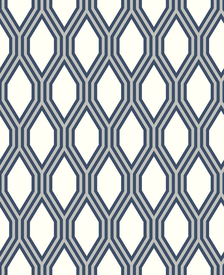 Honeycomb Navy Navy Geometric Wallpaper by A-Street Prints Habitat Covers about 56.4 square feet 20.5-in by 33-ft long roll Unpasted 8.4 - Fabric Carolina -