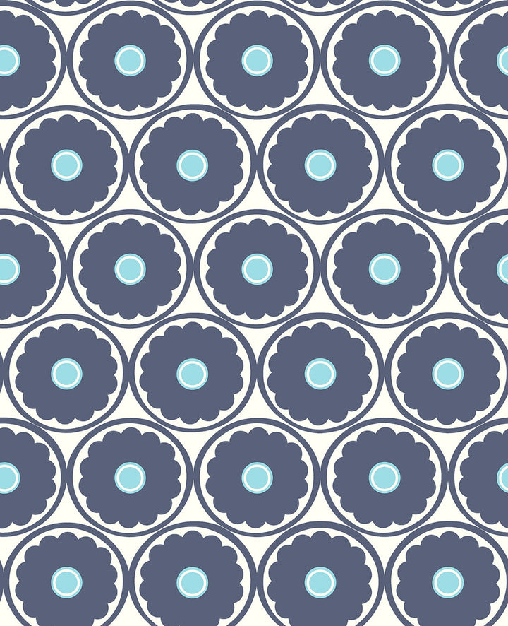 Buttercup Blue Flower Wallpaper by A-Street Prints Habitat Covers about 56.4 square feet 20.5-in by 33-ft long roll Unpasted 8.4 - Fabric Carolina -
