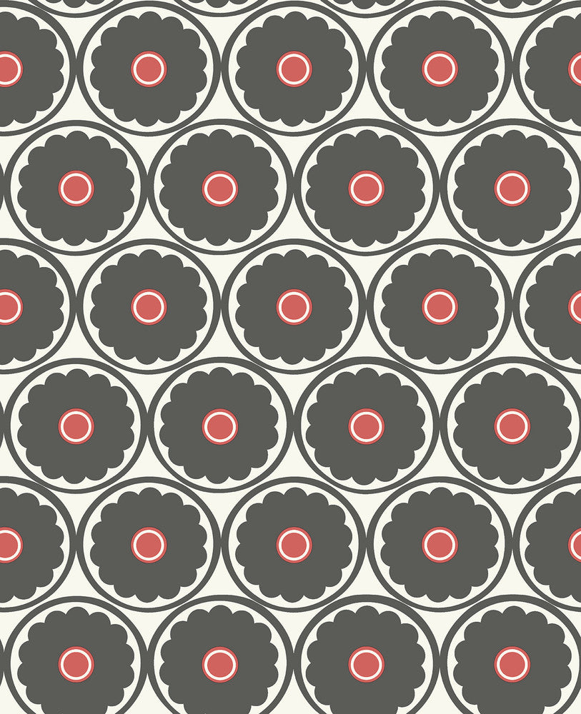 Buttercup Black Flower Wallpaper by A-Street Prints Habitat Covers about 56.4 square feet 20.5-in by 33-ft long roll Unpasted 8.4 - Fabric Carolina -