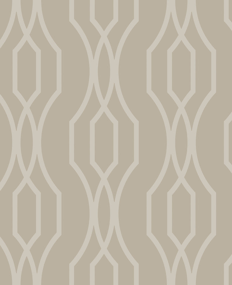 Coventry Taupe Trellis Wallpaper by A-Street Prints Habitat Covers about 56.4 square feet 20.5-in by 33-ft long roll Unpasted 12.5 - Fabric Carolina -