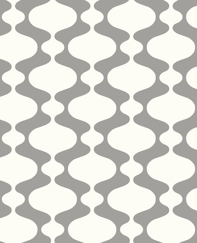 Ashbury Grey Retro Wallpaper by A-Street Prints Habitat Covers about 56.4 square feet 20.5-in by 33-ft long roll Unpasted 6.3 - Fabric Carolina -