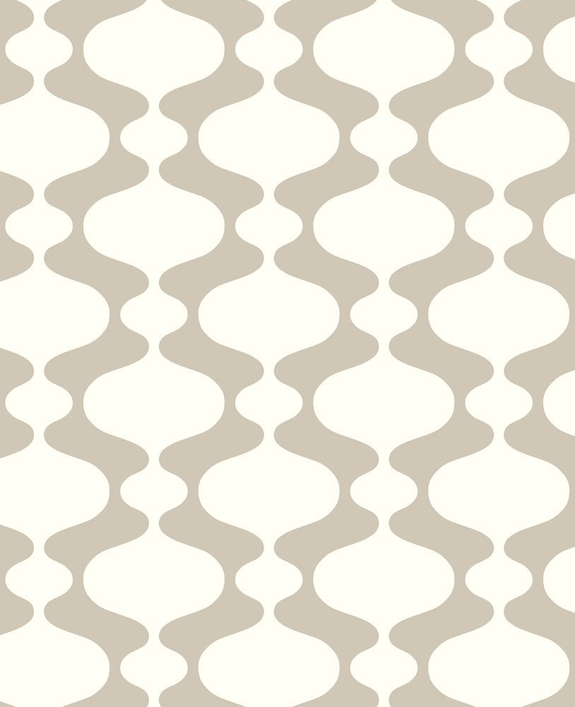 Ashbury Taupe Retro Wallpaper by A-Street Prints Habitat Covers about 56.4 square feet 20.5-in by 33-ft long roll Unpasted 6.3 - Fabric Carolina -