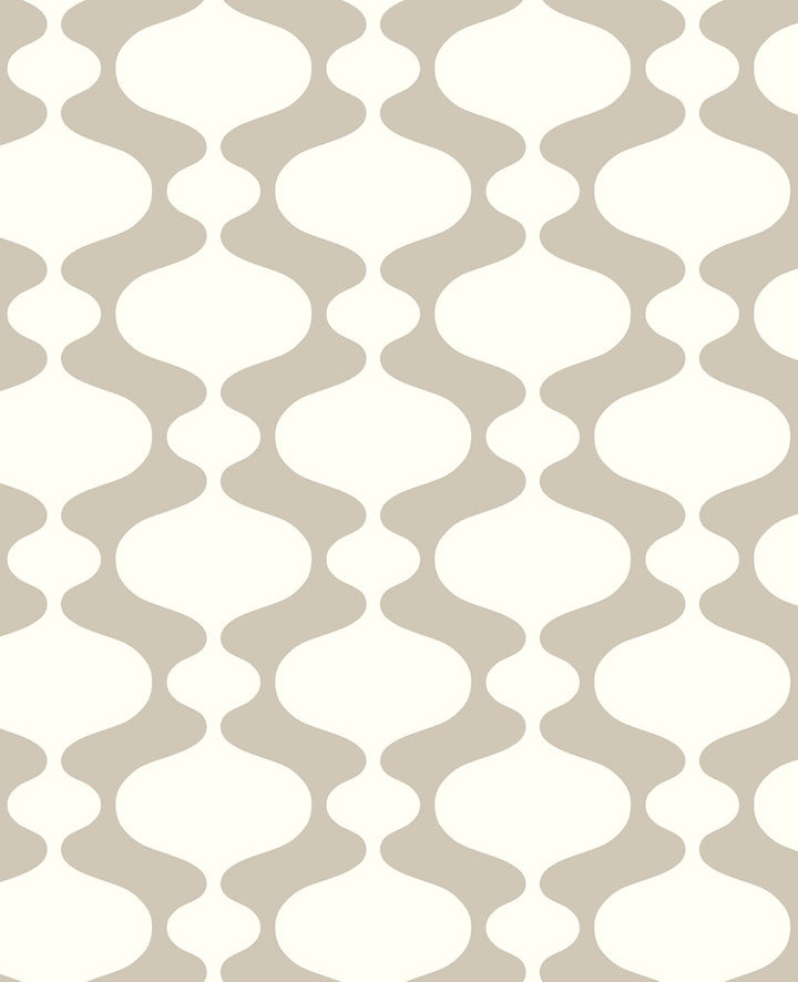 Ashbury Taupe Retro Wallpaper by A-Street Prints Habitat Covers about 56.4 square feet 20.5-in by 33-ft long roll Unpasted 6.3 - Fabric Carolina -