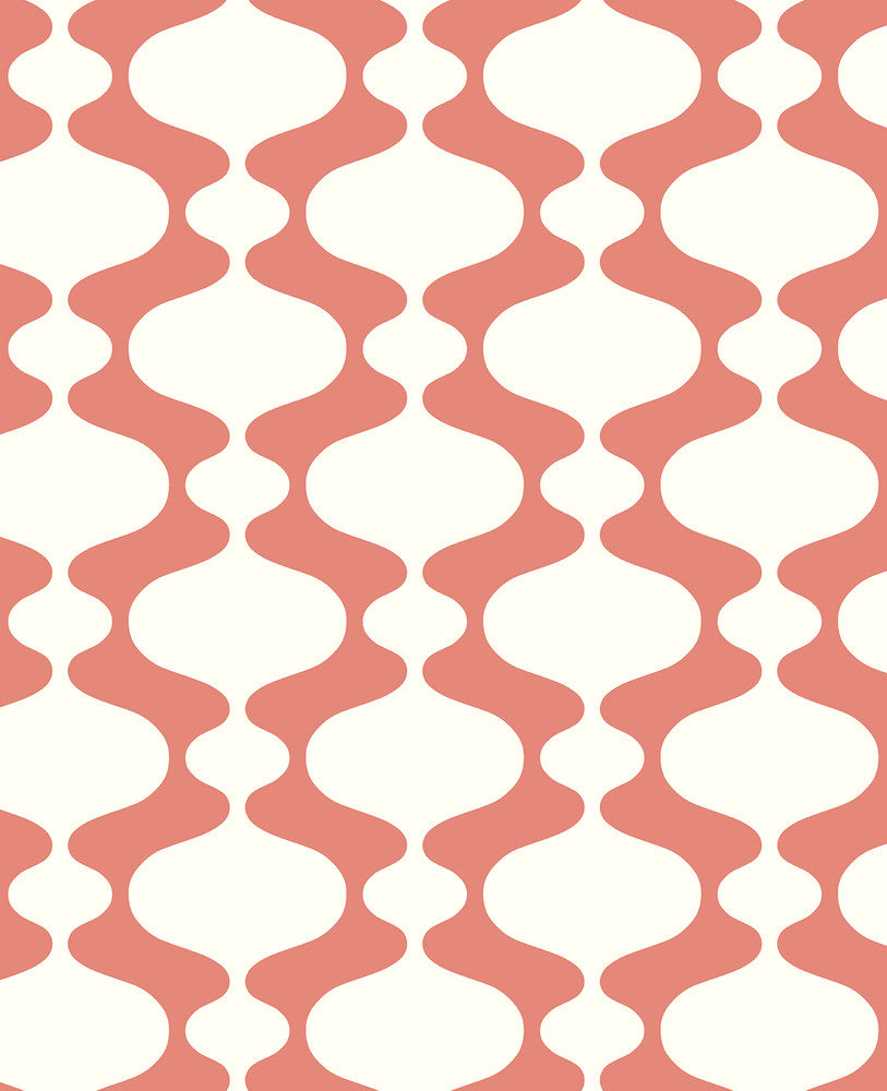 Ashbury Coral Retro Wallpaper by A-Street Prints Habitat Covers about 56.4 square feet 20.5-in by 33-ft long roll Unpasted 6.3 - Fabric Carolina -